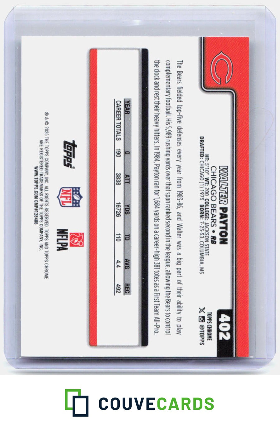 2025 Topps Chrome #402b Walter Payton