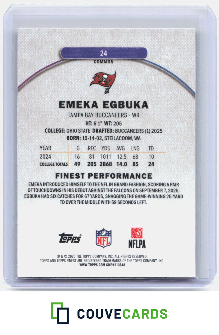 2025 Finest #24 Emeka Egbuka X-Fractor