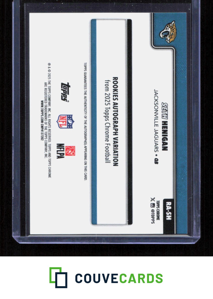 2025 Topps Chrome #RA-SH Seth Henigan Rookie Autographs Blue Refractor #/150