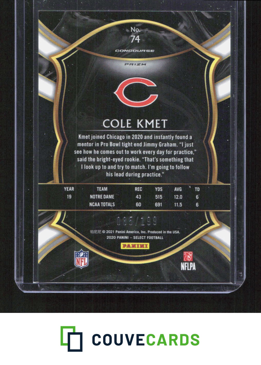2020 Panini Select #74 Cole Kmet Tri-Color Prizm #/199
