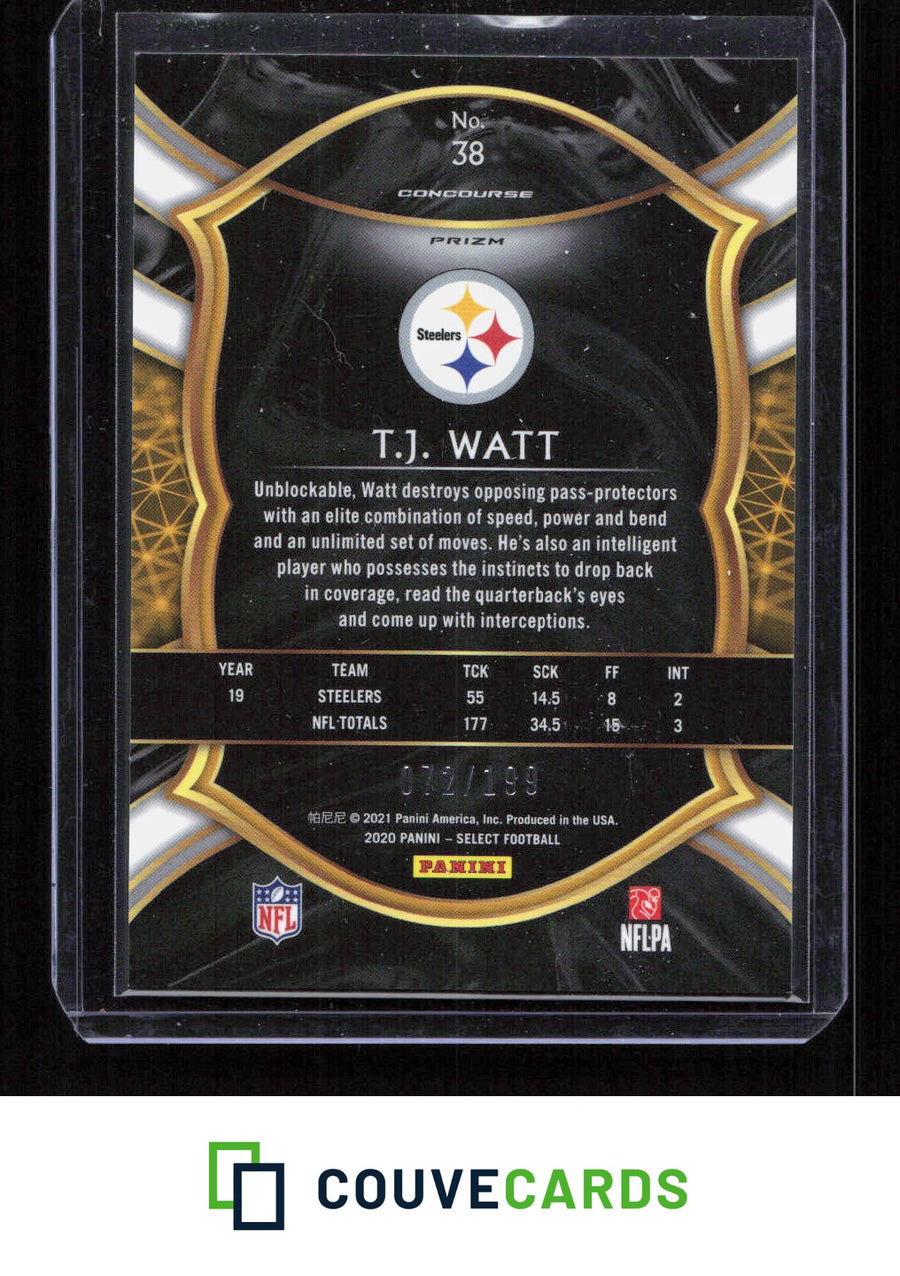 2020 Panini Select #38 T.J. Watt Tri-Color Prizm #/199