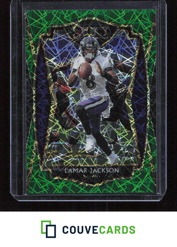 2020 Panini Select #102 Lamar Jackson Green Prizm #/5