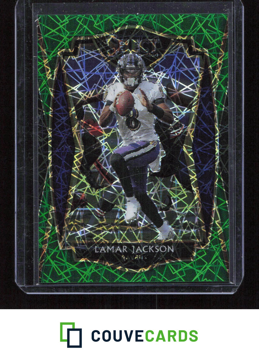 2020 Panini Select #102 Lamar Jackson Green Prizm #/5