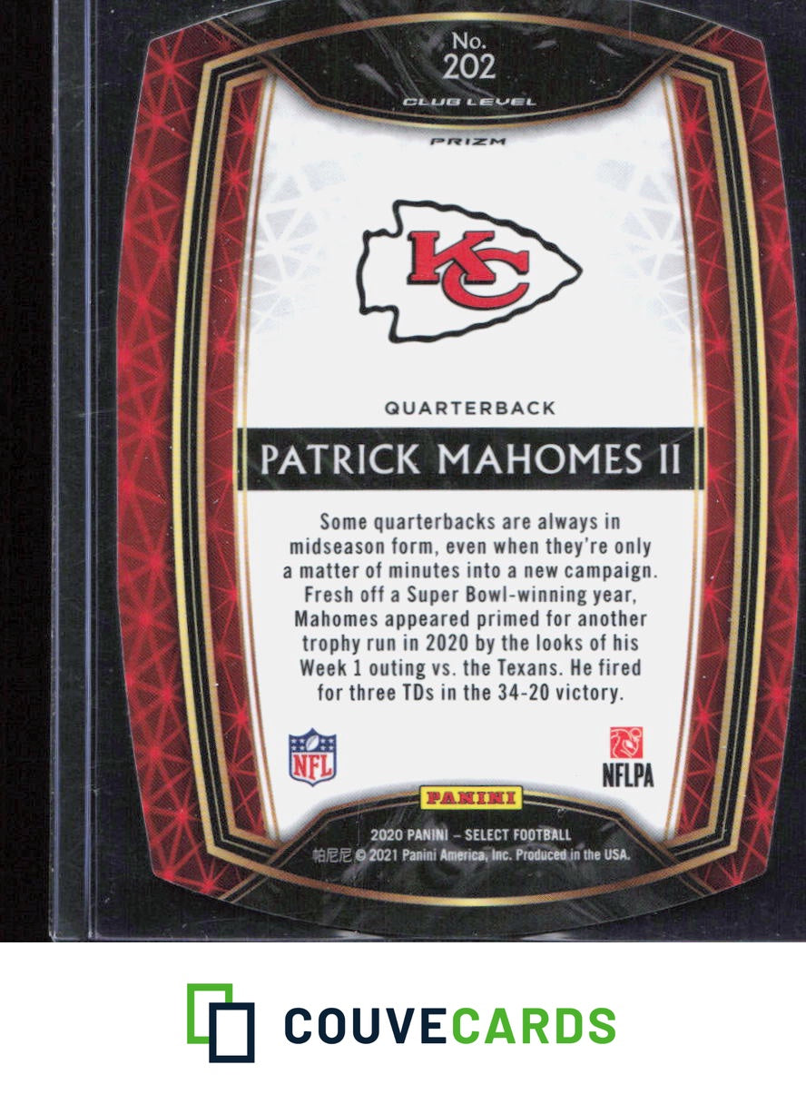 2020 Panini Select #202 Patrick Mahomes II Orange Prizm Die Cut