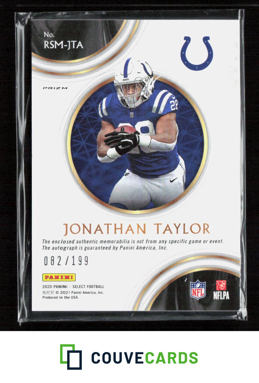 2020 Panini Select #RSM-JTA Jonathan Taylor Rookie Signature Mem Prizm #/199