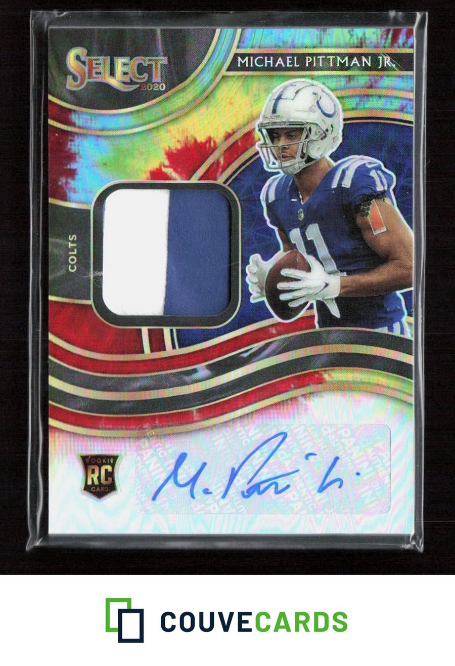 2020 Panini Select #RSM-MPI Michael Pittman Jr Rookie Auto Mem Tie-Dye Prizm /25