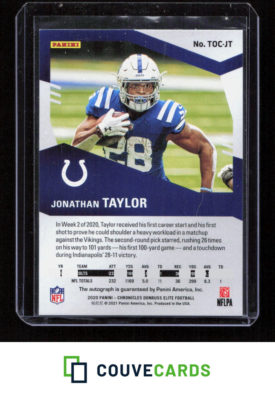 2020 Panini Chronicles #TOC-JT Jonathan Taylor Turn Century Auto Purple #/49