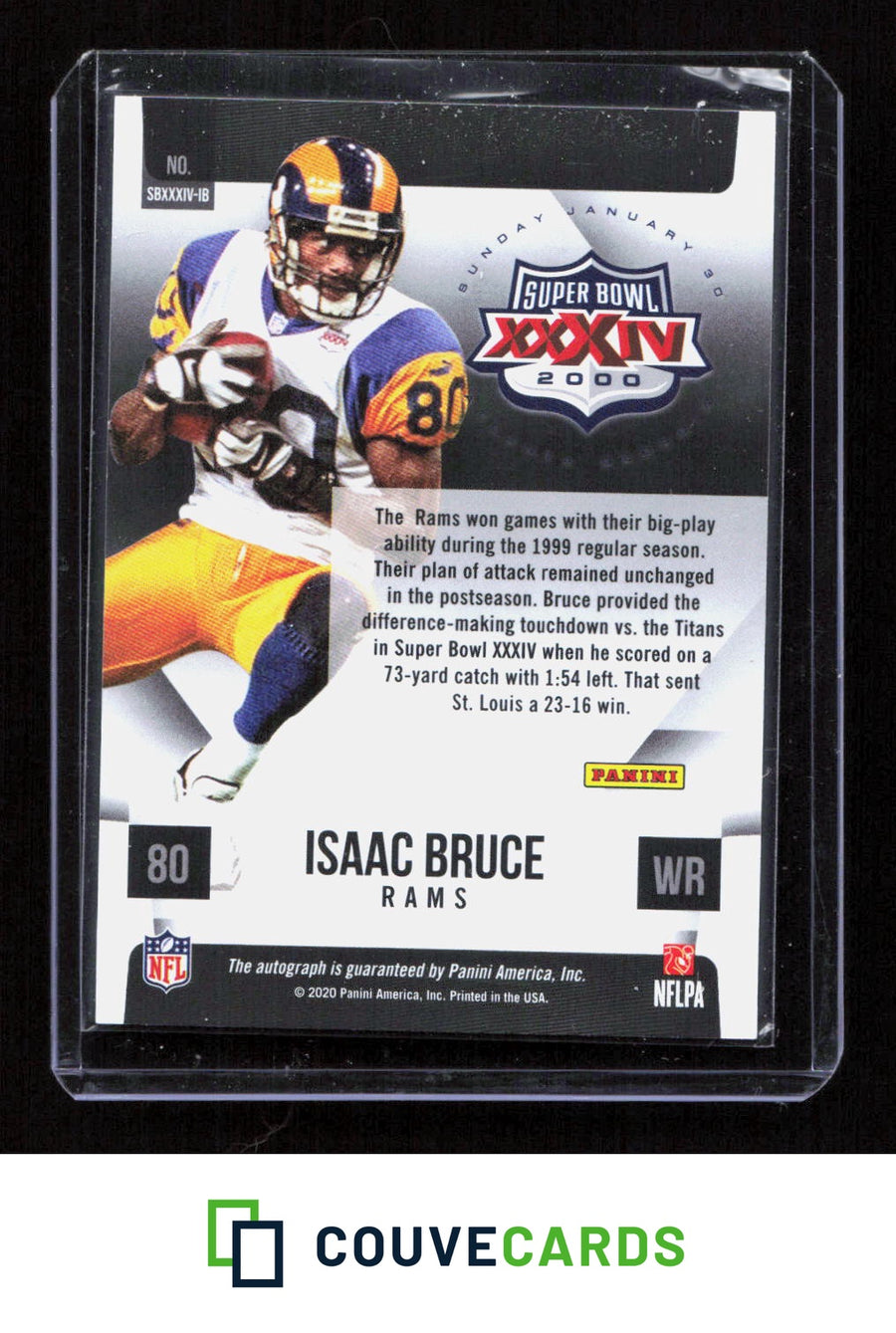 2020 Panini Chronicles #SBXXXIV-IB Isaac Bruce Super Bowl Signatures Prizm