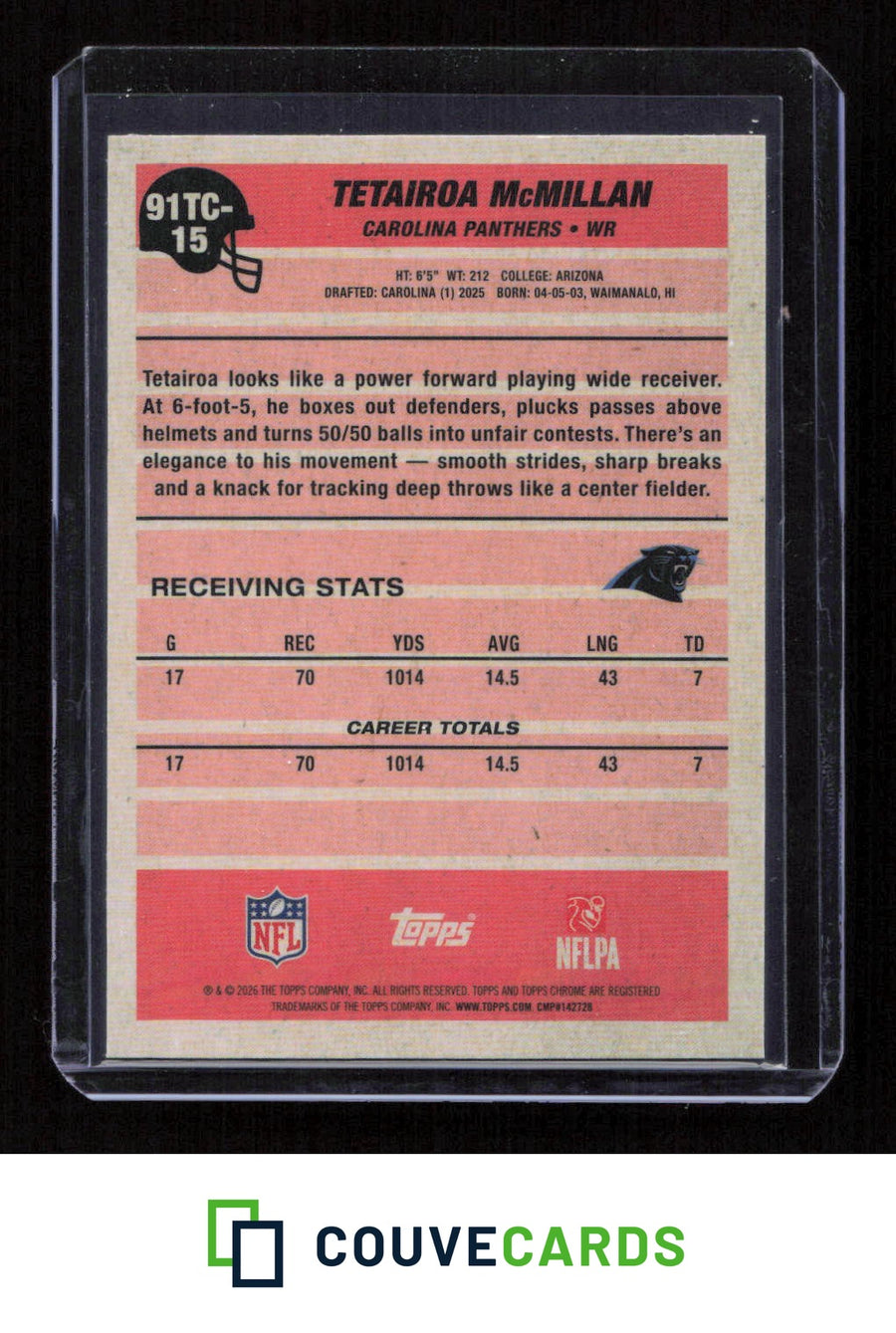 2026 Topps Flagship #91TC-15 Tetairoa McMillan 1991 Topps Mojo Refractor