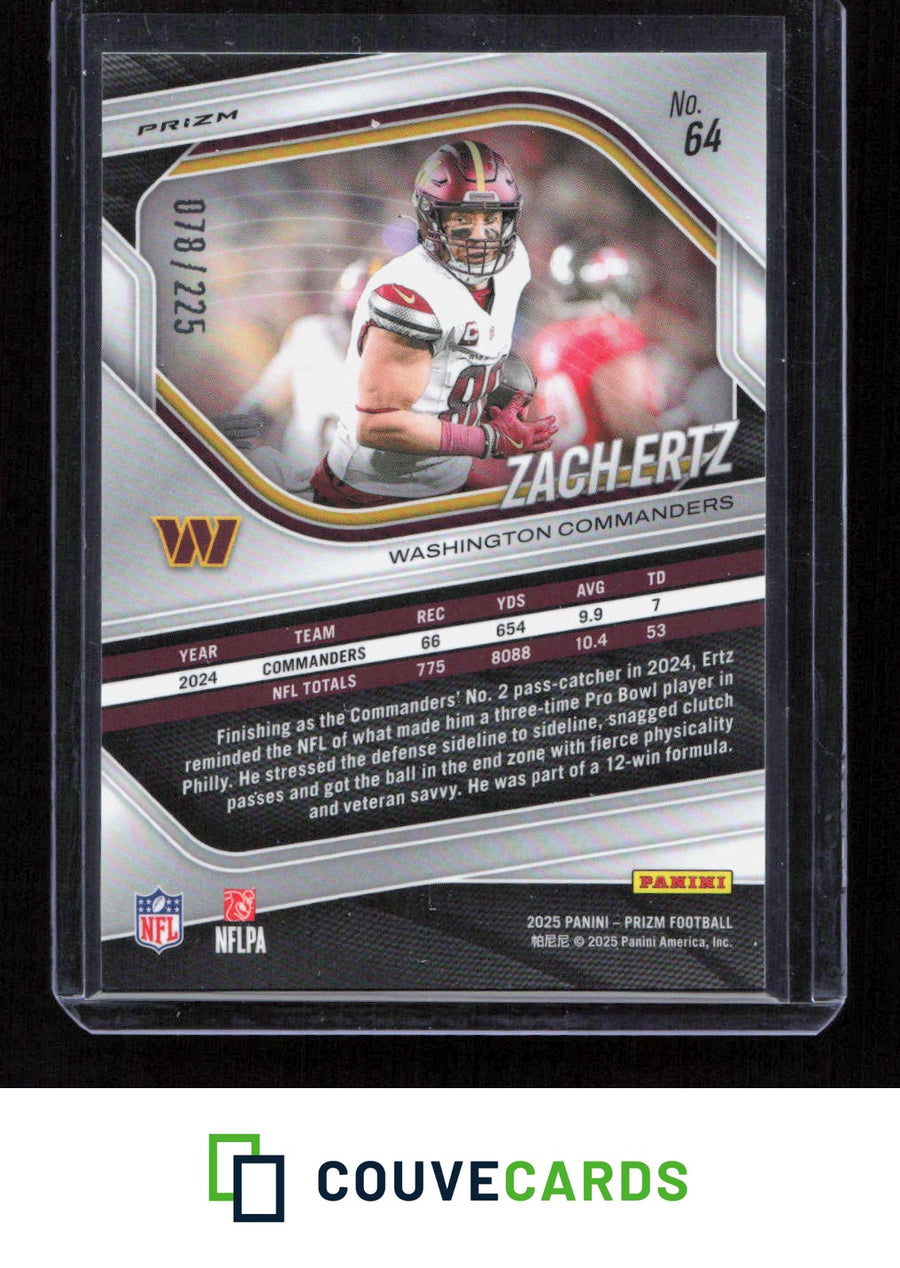 2025 Panini Prizm #64 Zach Ertz Purple Ice #/225