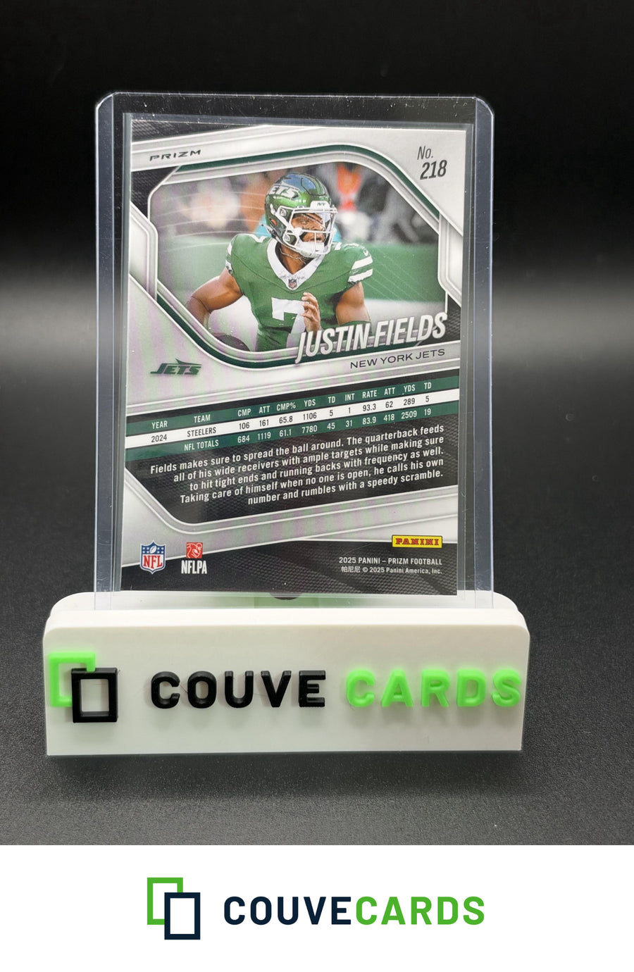 2025 Panini Prizm #218 Justin Fields Red Sparkle