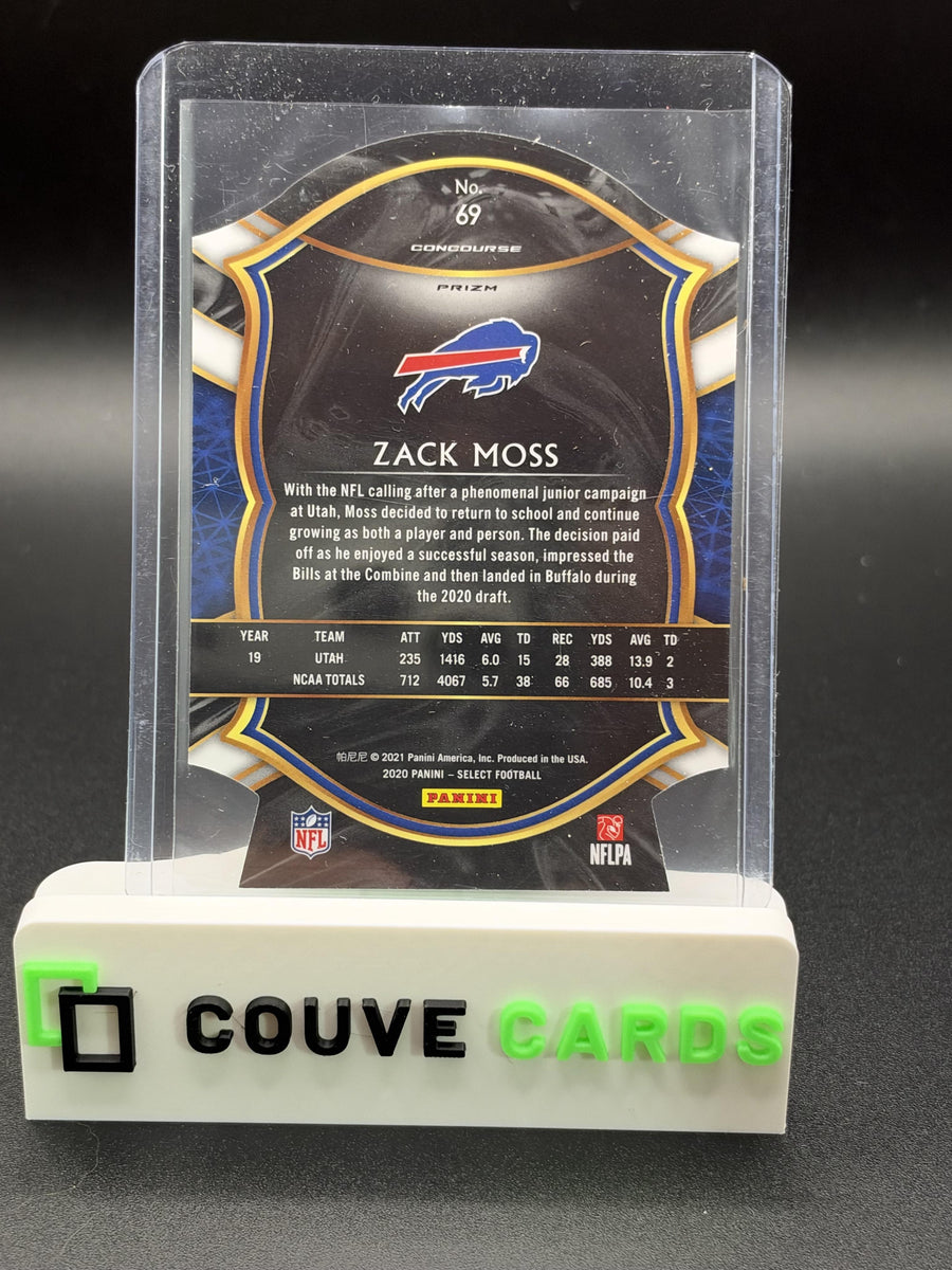 2020 Panini Select #69 Zack Moss White Prizm Die Cut