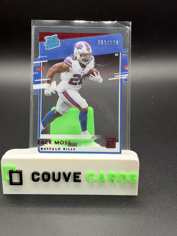 2020 Panini Chronicles #RR-ZM Zack Moss Clearly Donruss Rated Rookies Red #/199