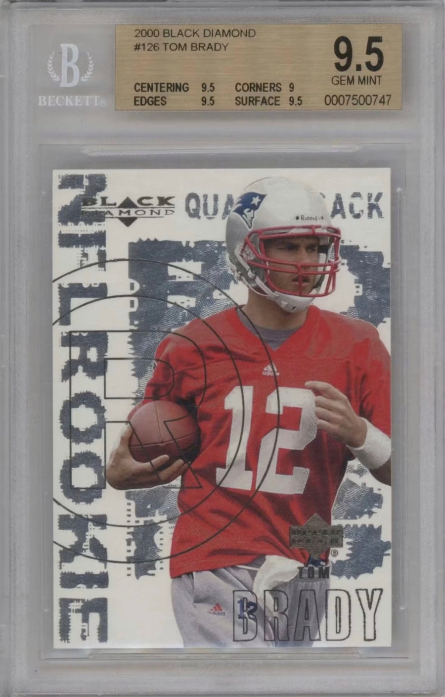 2000 Upper Deck Black Diamond #126 Tom Brady BGS 9.5