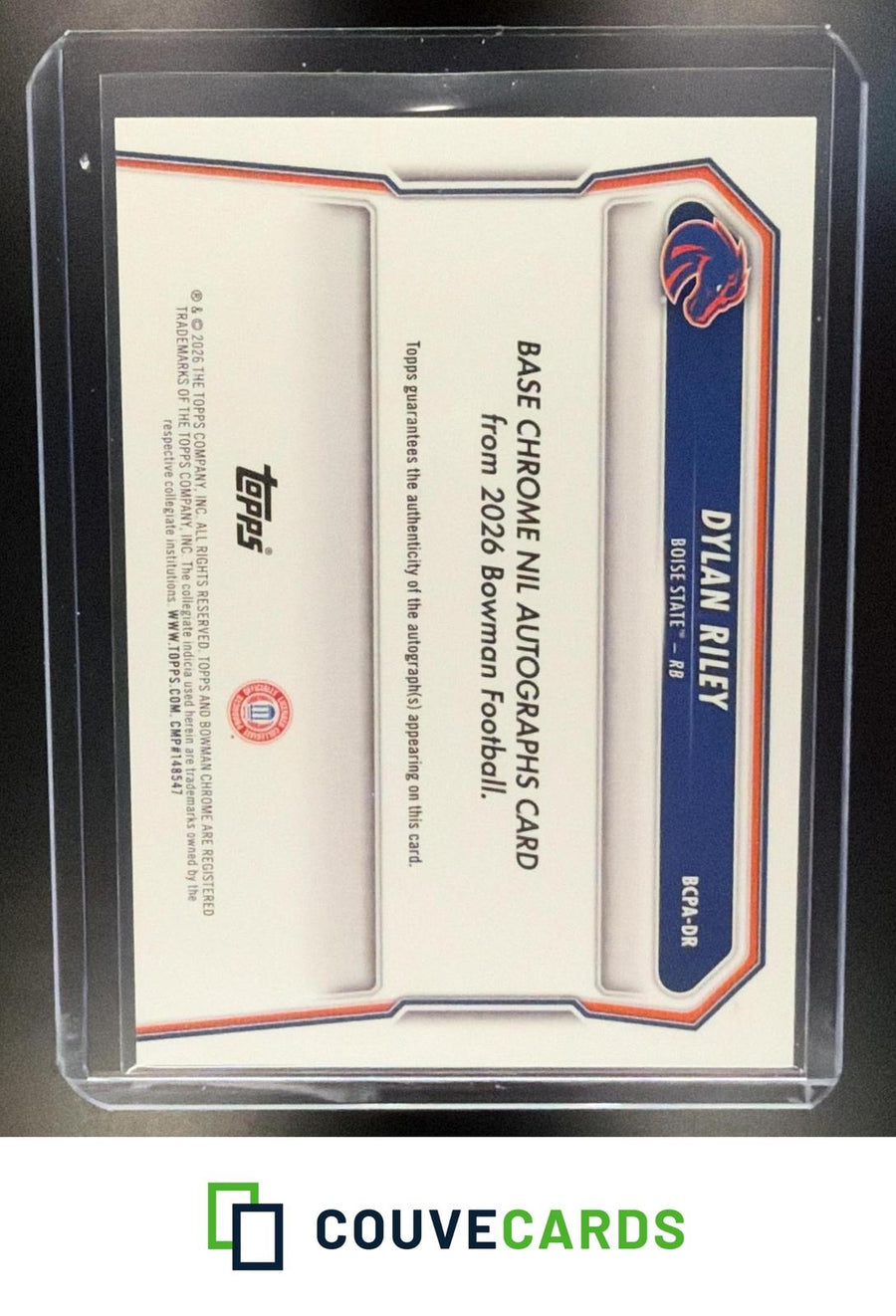 Dylan Riley 2026 Bowman #BCPA-DR Chrome Prospect Autographs AU