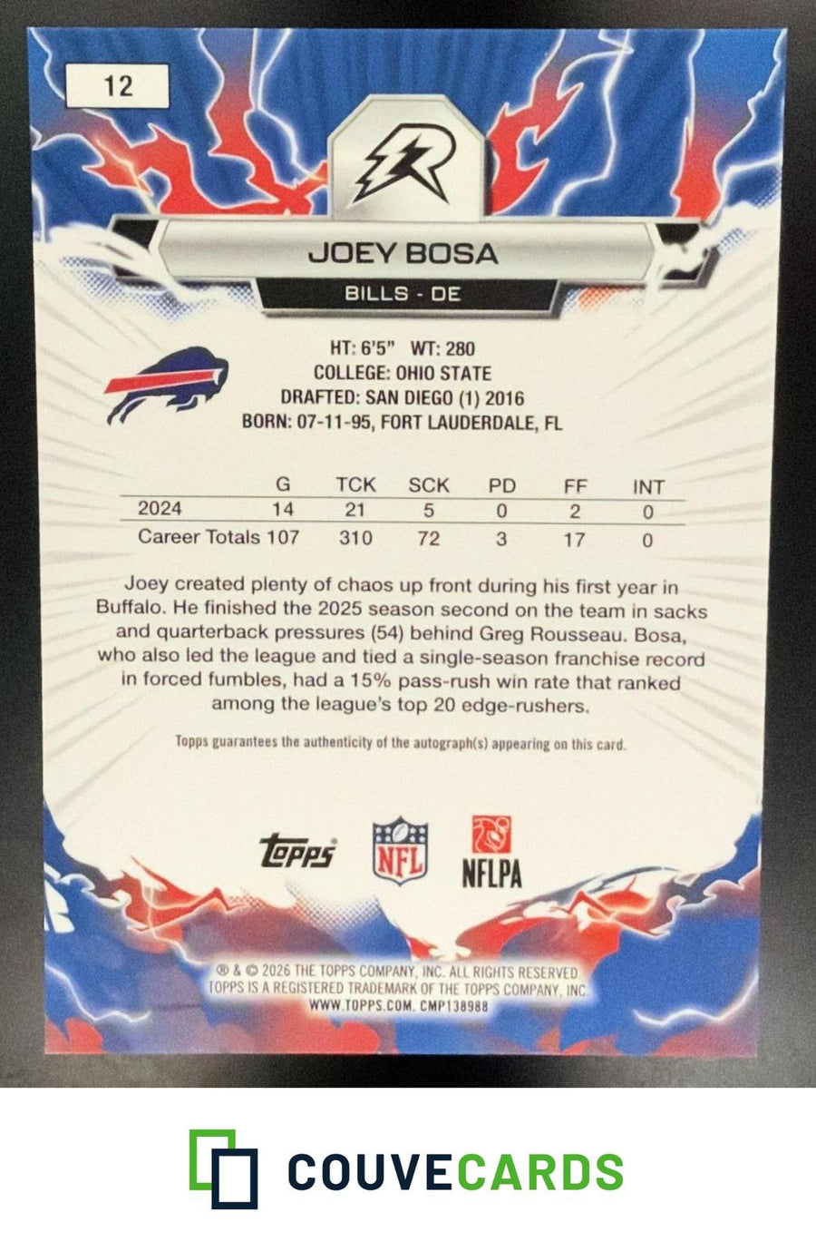 Joey Bosa 2025 Topps Resurgence #12 Signatures Gold Power Surge Refractor AU