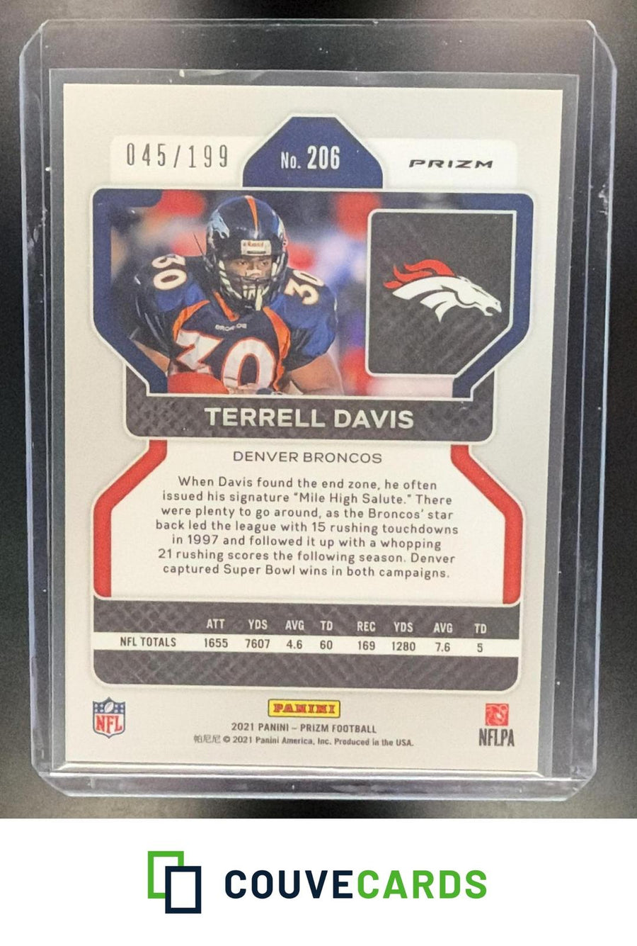 Terrell Davis 2021 Panini Prizm #206 Blue Wave