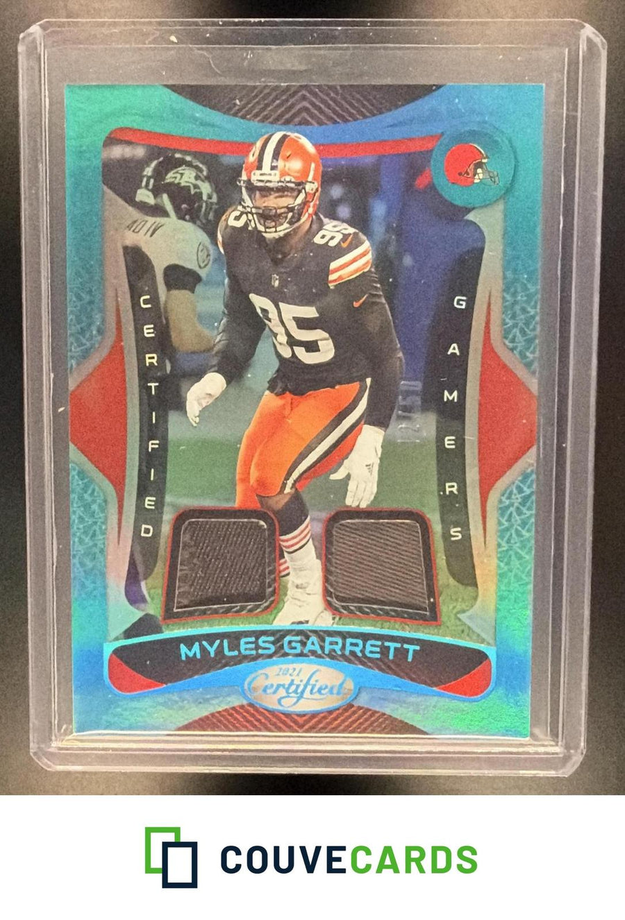 Myles Garrett 2021 Panini Certified #5 Certified Gamers Mirror Teal