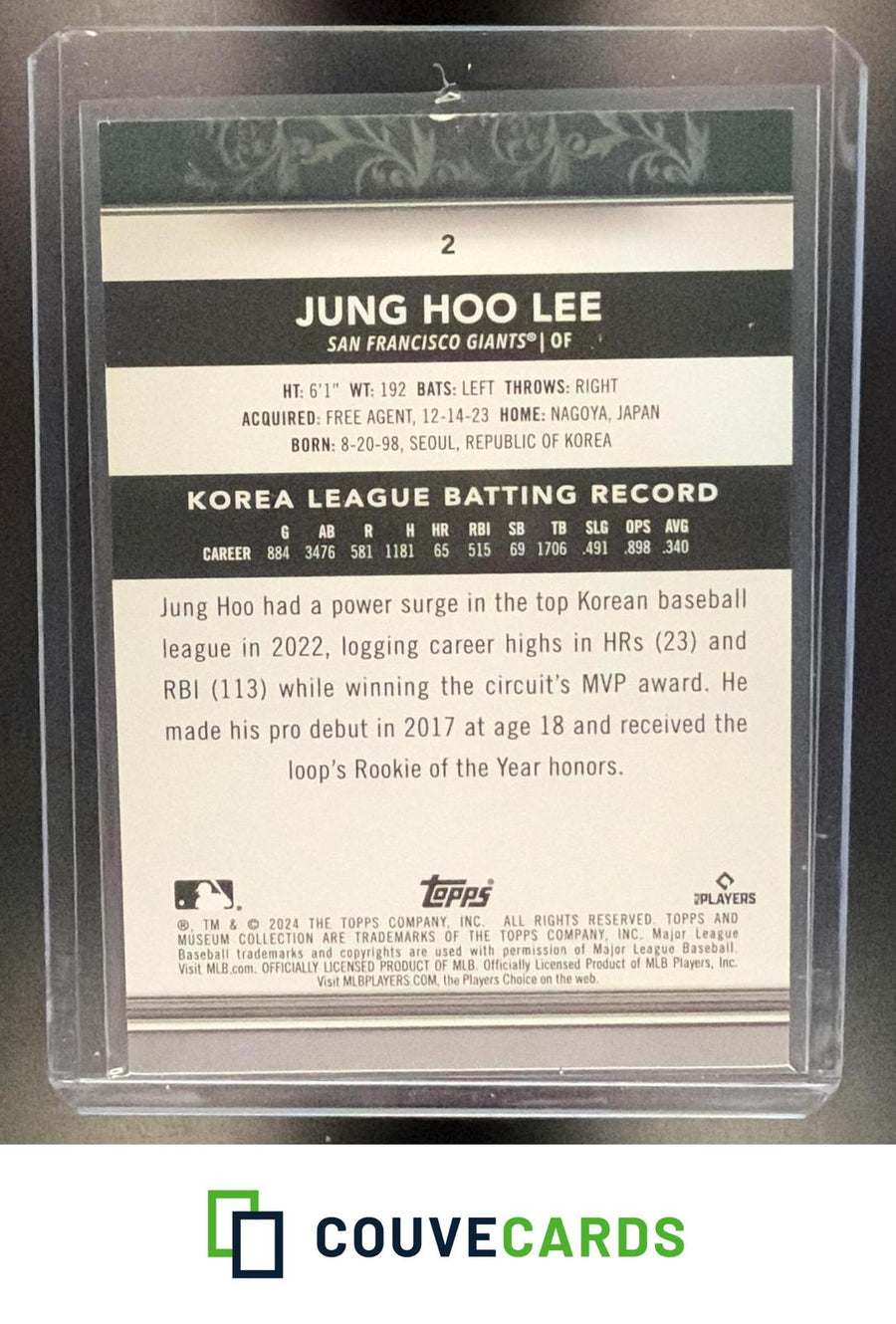 Jung Hoo Lee 2024 Topps Museum Collection #2 RC