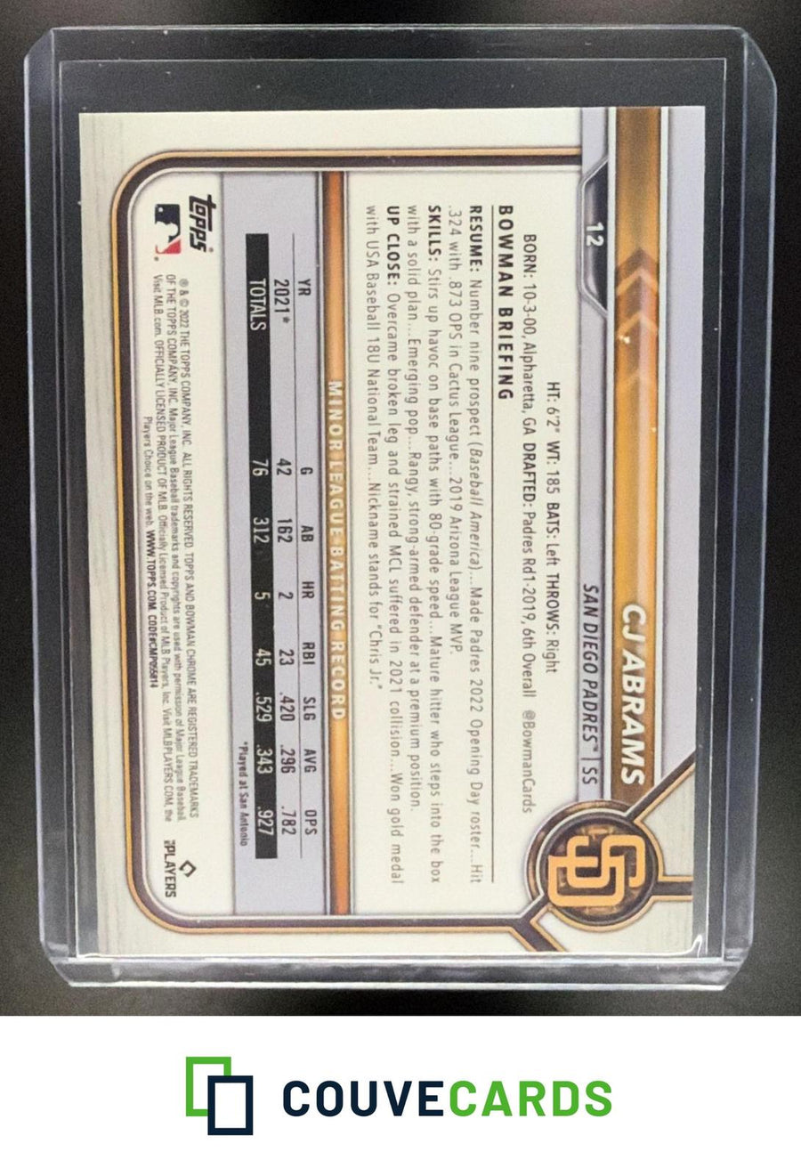 CJ Abrams 2022 Bowman Chrome #12 RC