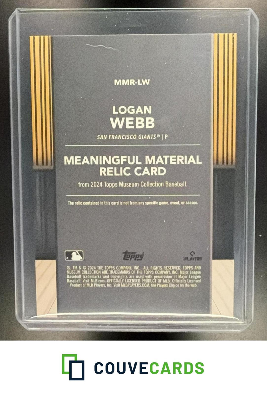 Logan Webb 2024 Topps Museum Collection #MMR-LW Meaningful Materials Relics