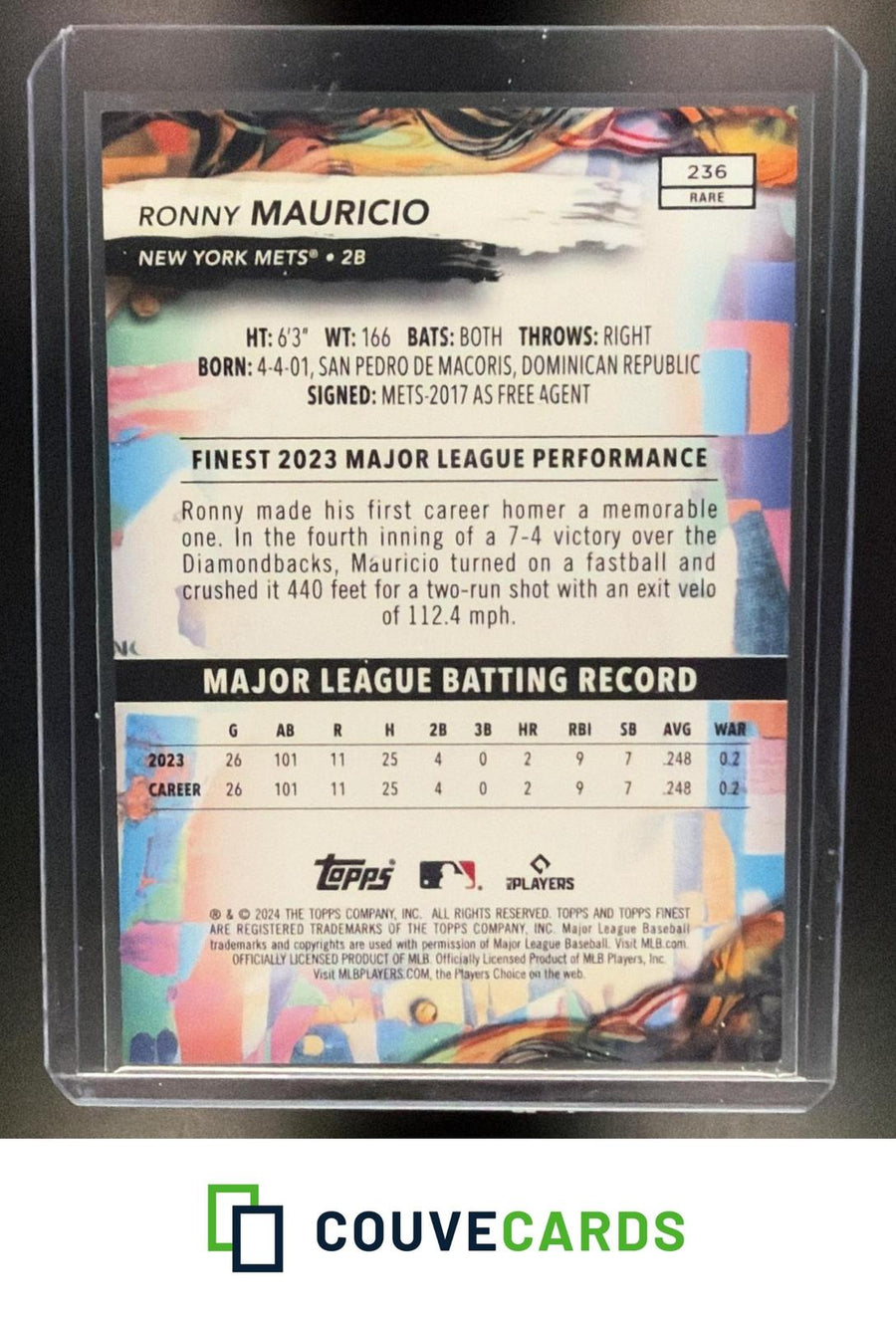 Ronny Mauricio 2024 Finest #236 Purple Refractor RC