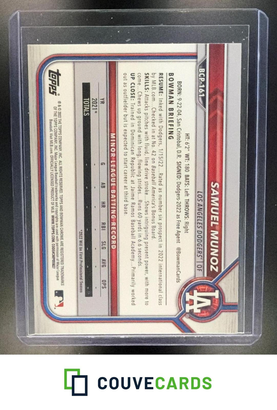 Samuel Munoz 2022 Bowman Chrome #BCP-161 Prospects