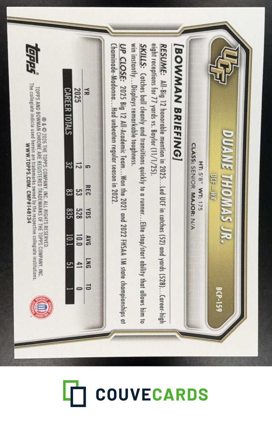 Duane Thomas Jr. 2026 Bowman #BCP-159 Chrome Prospects Mojo Refractor