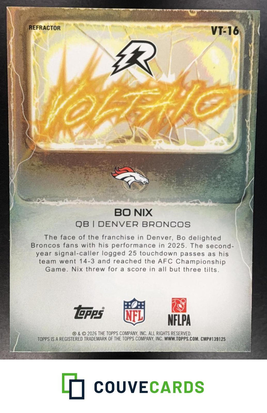 Bo Nix 2025 Topps Resurgence #VT-16 Voltaic Refractor