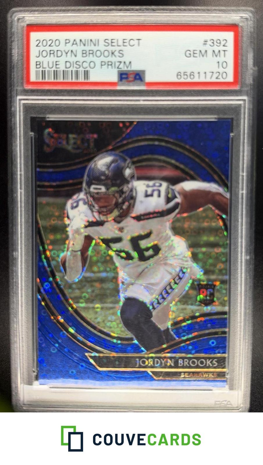 Jordyn Brooks 2020 Panini Select #392 Blue Disco Prizm RC PSA 10