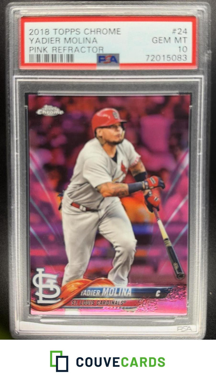 Yadier Molina 2018 Topps Chrome #24 Pink Refractor PSA 10