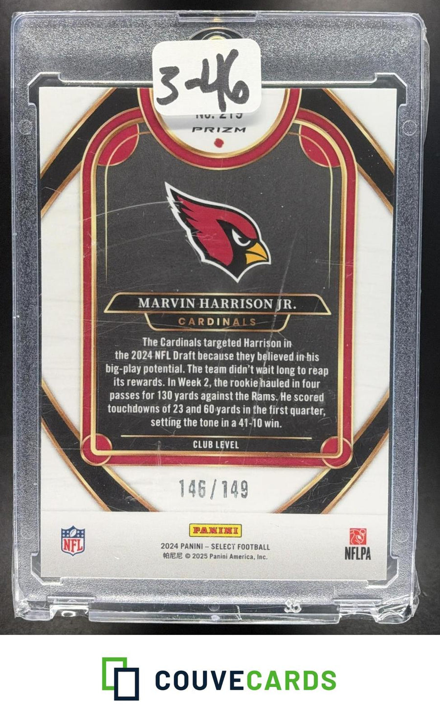 Marvin Harrison Jr. 2024 Panini Select #219 Tri-Color Prizm RC