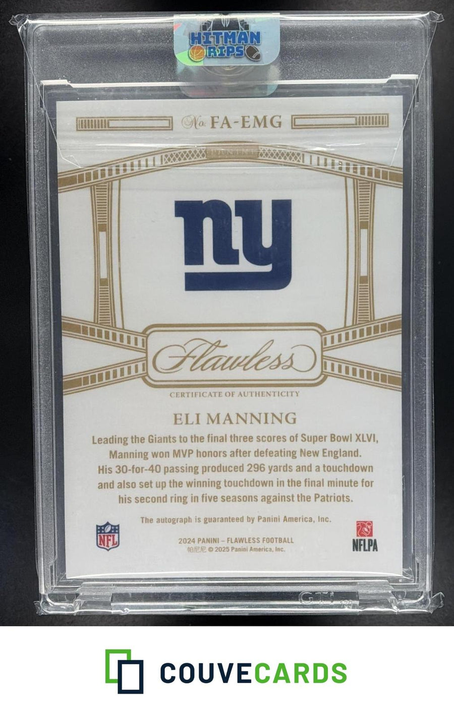 Eli Manning 2024 Panini Flawless #FA-EMG Flawless Achievements Ruby AU