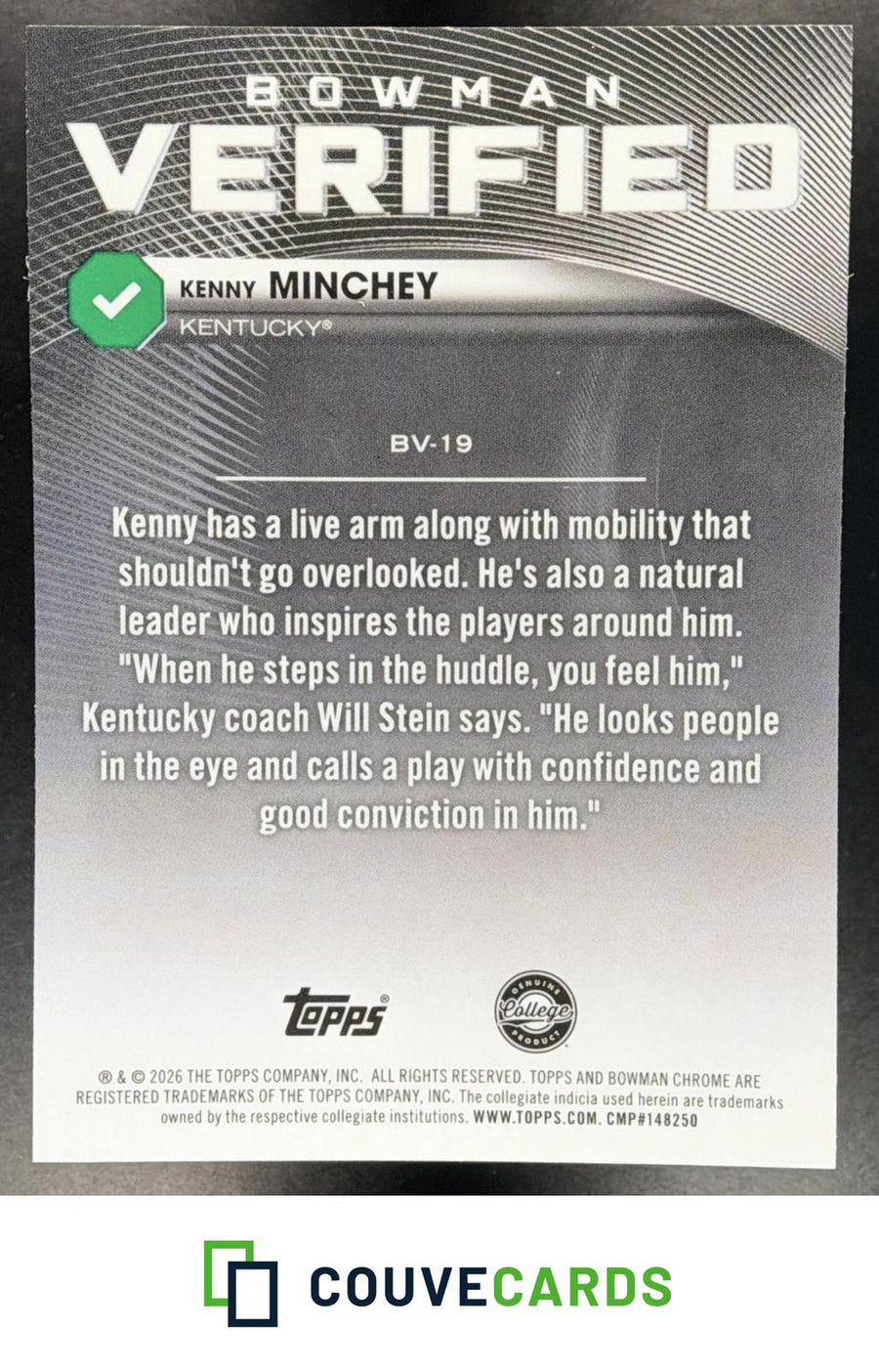 Kenny Minchey 2026 Bowman #BV-19 Bowman Verified
