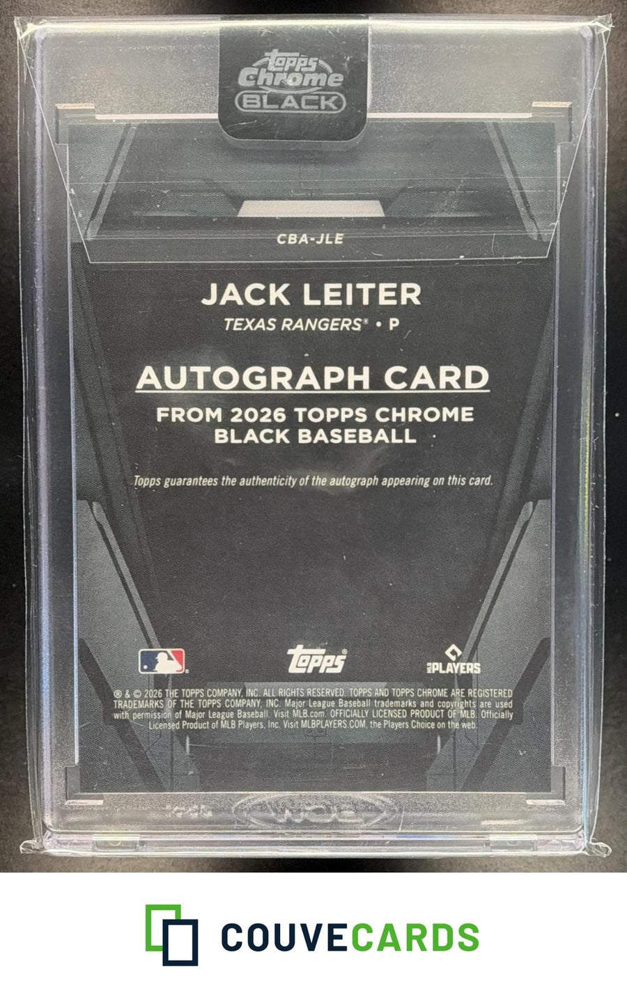 Jack Leiter 2026 Topps Chrome Black #CBA-JLE Autographs AU