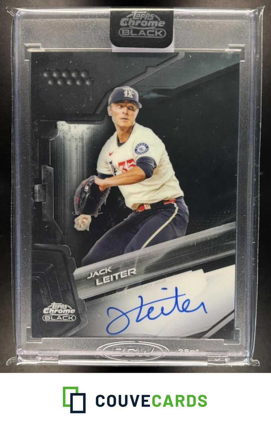 Jack Leiter 2026 Topps Chrome Black #CBA-JLE Autographs AU