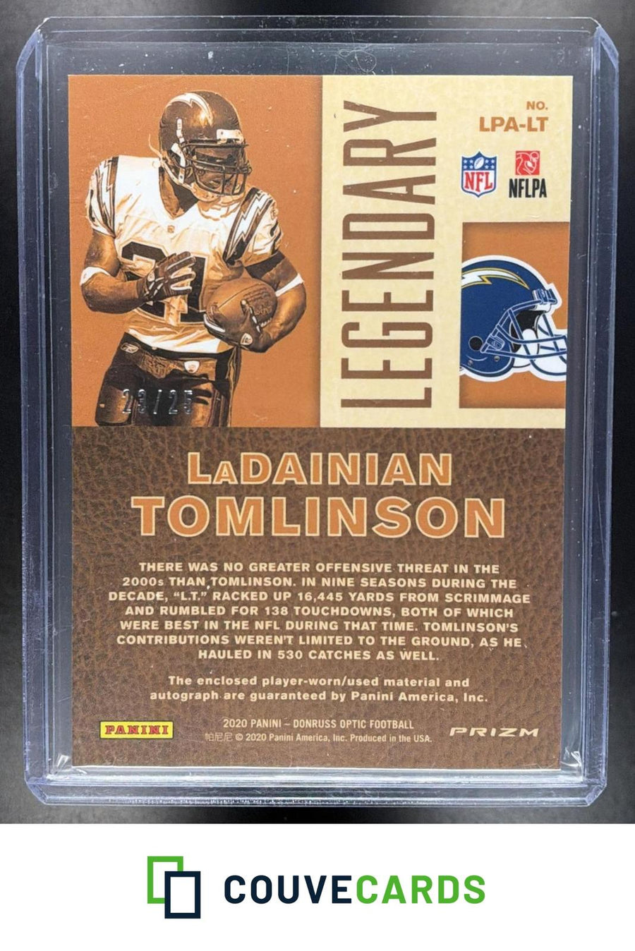 LaDainian Tomlinson 2020 Donruss Optic #LPA-LT Legendary Patch AU #/25
