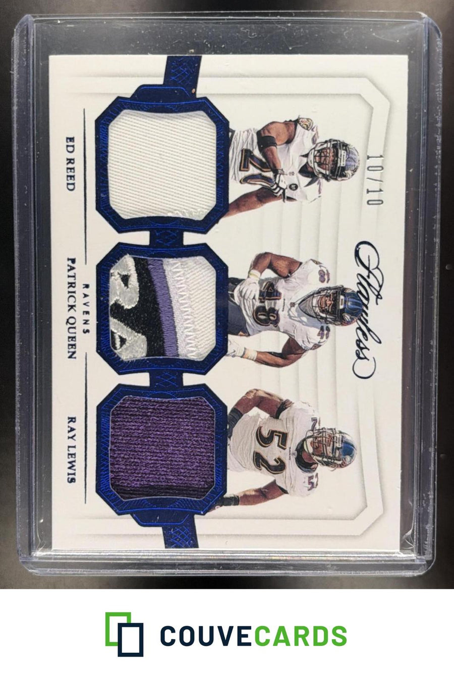 Ed Reed Queen Ray Lewis 2020 Paninilawless #TP14 Triple Patches Sapphire /10
