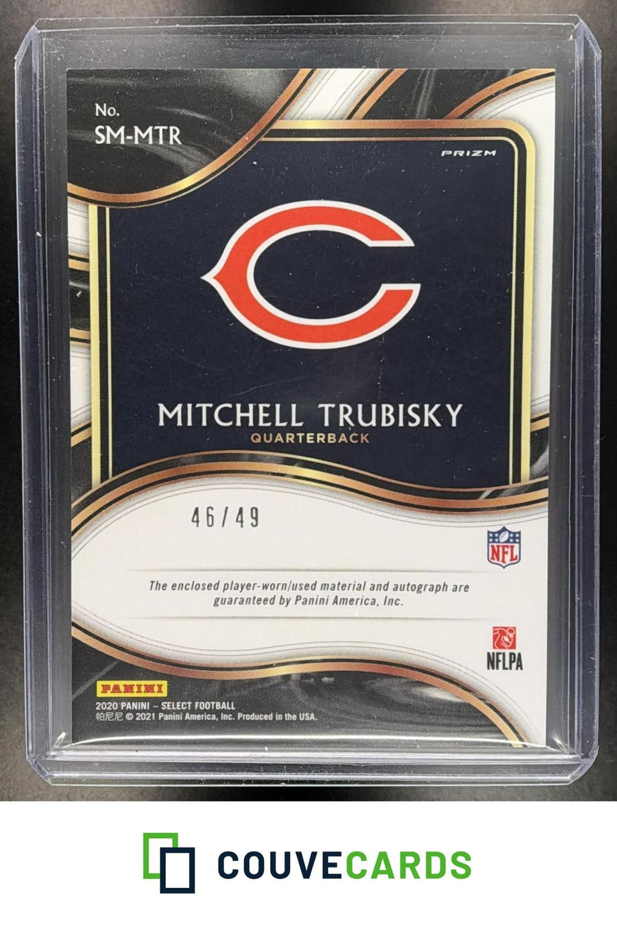 Mitchell Trubisky 2020 Panini Select #SM-MTR Signature Memorabilia Prizm AU #/49