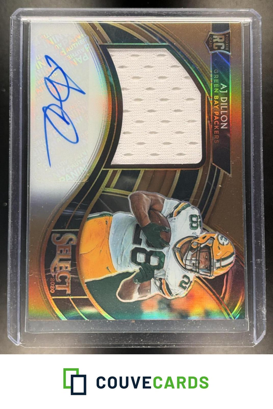 AJ Dillon 2020 Panini Select #JRS-AJD Jumbo Swatches Copper Prizm AU #/49