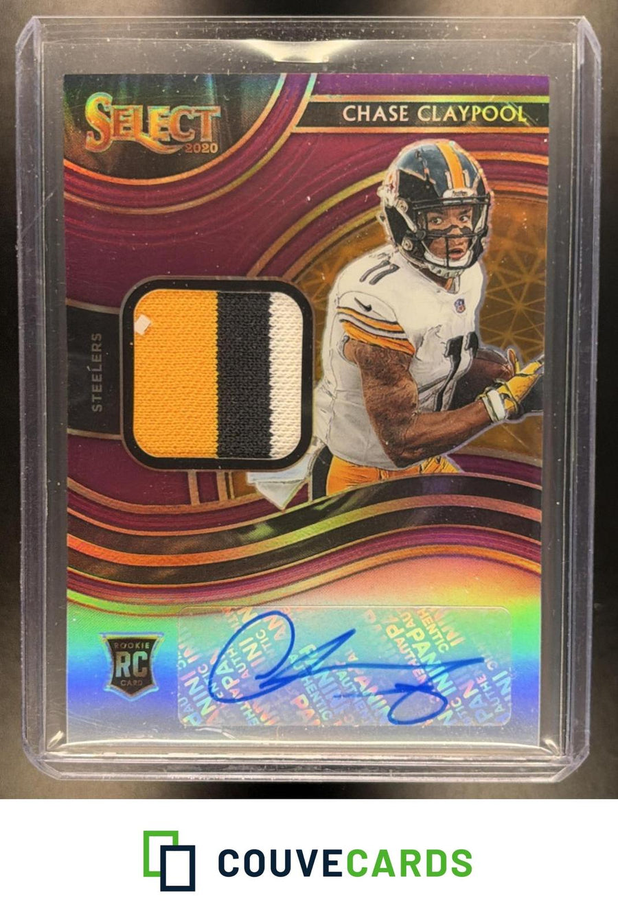 Chase Claypool 2020 Panini Select #RSM-CCL Memorabilia Purple Prizm AU #/49