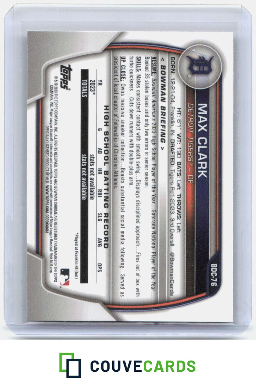 Max Clark 2023 Bowman Draft #BDC-76 Chrome