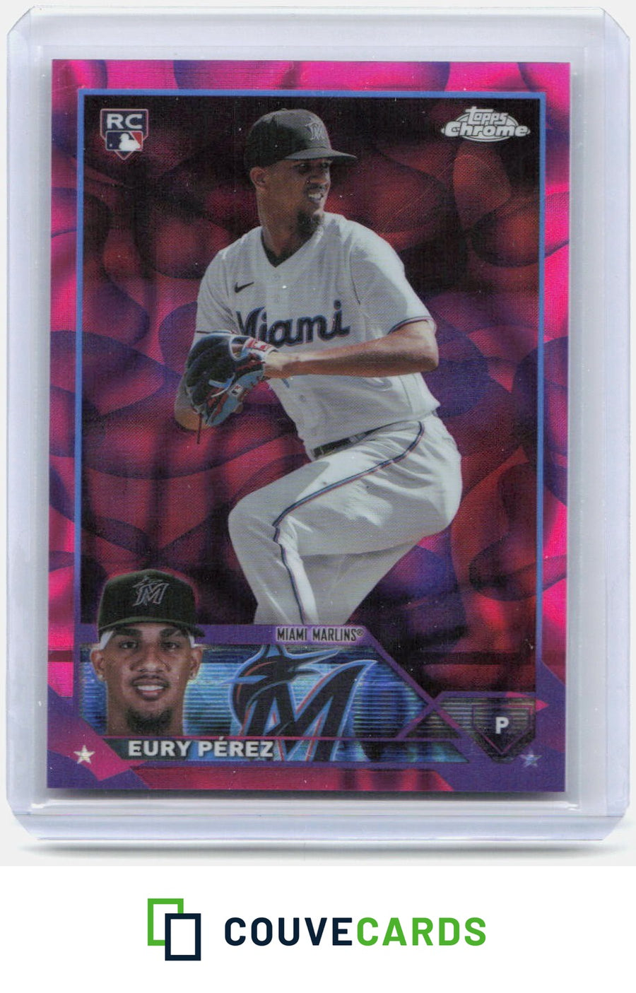 Eury Pérez 2023 Topps Chrome Update #USC100 Magenta/Purple Lava Lamp RC #/299