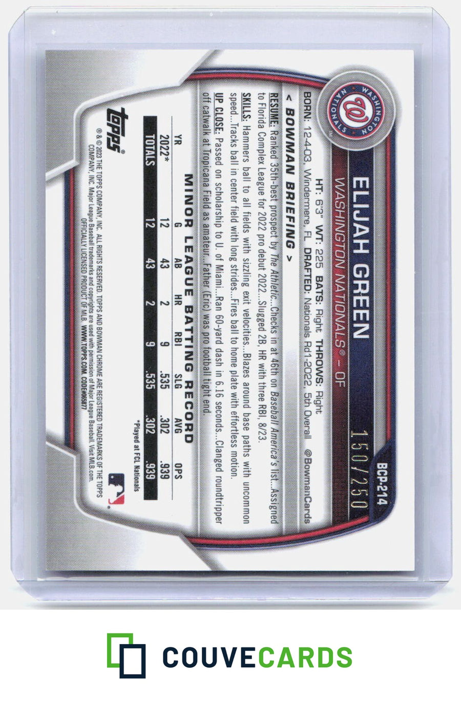 Elijah Green 2023 Bowman Chrome #BCP-214 Prospects Purple Refractor #/250