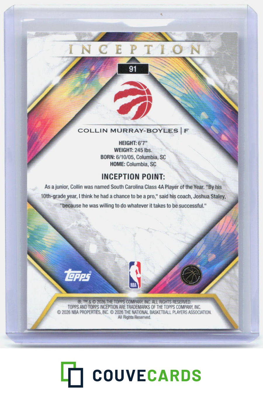 Collin Murray-Boyles 2025-26 Topps Inception #91 RC
