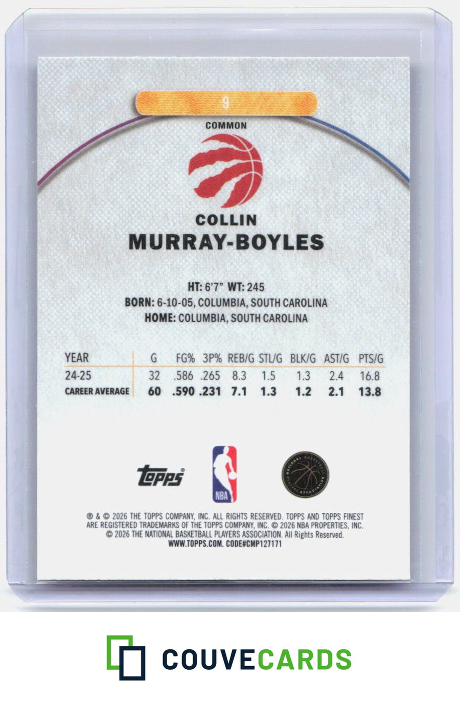 Collin Murray-Boyles 2025-26 Finest #9 RC