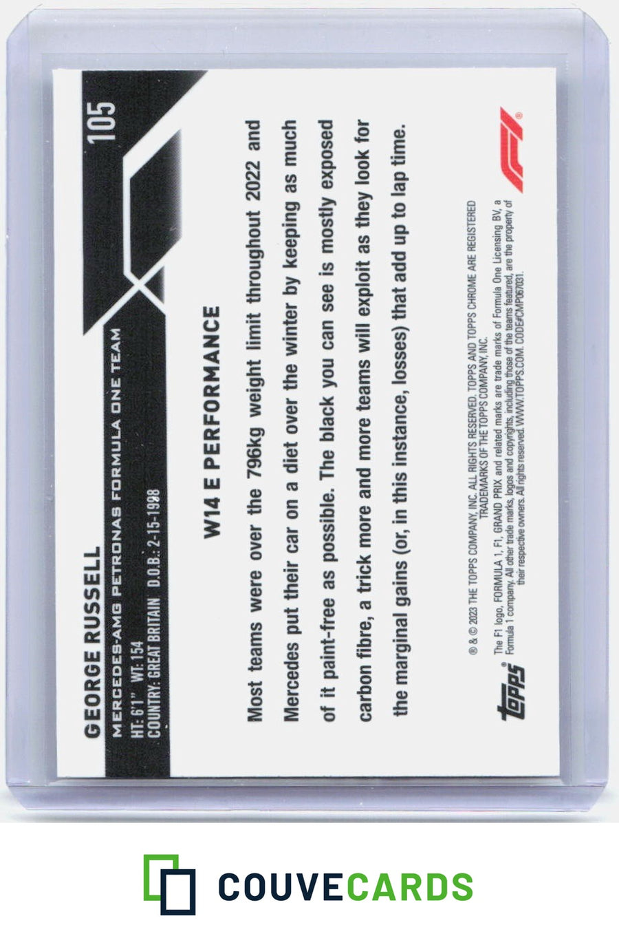 George Russell 2023 Topps Chrome Formula 1 #105 Checker Flag X-Fractor