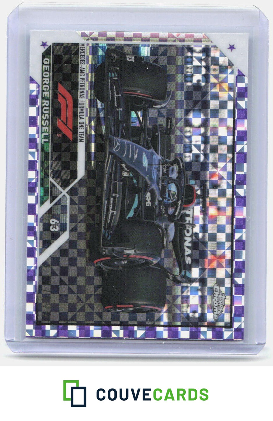 George Russell 2023 Topps Chrome Formula 1 #105 Checker Flag X-Fractor