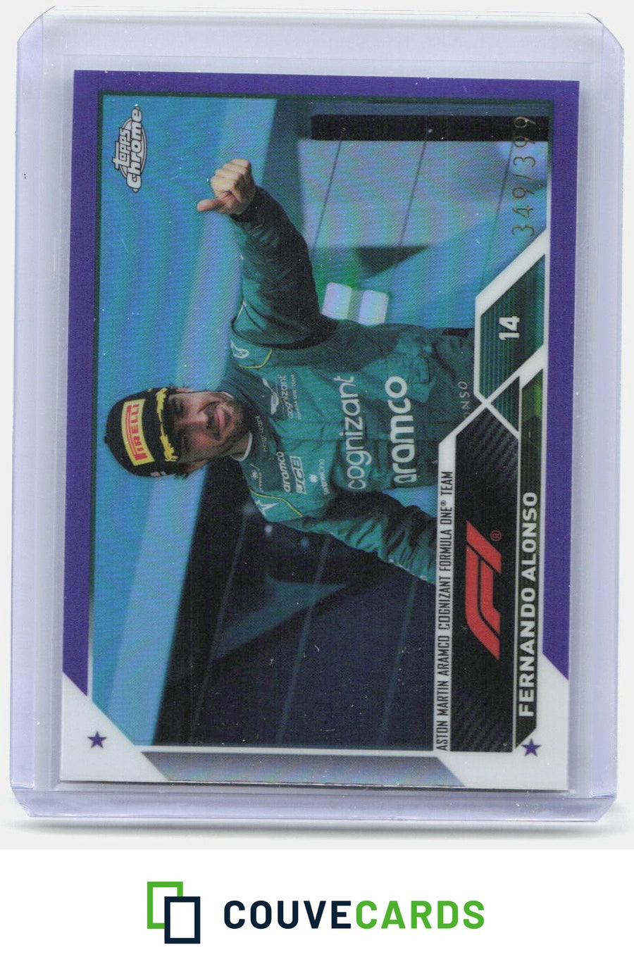 Fernando Alonso 2023 Topps Chrome Formula 1 #33 Purple Refractor #/399