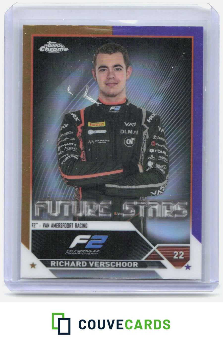 Richard Verschoor 2023 Topps Chrome Formula 1 #90 Gold/Purple Refractor